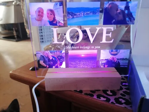 Personalized Custom Photo Text 3D Acrylic Lamp Customized Bedroom NightLight for MOM DAD LOVE Family Gift photo review